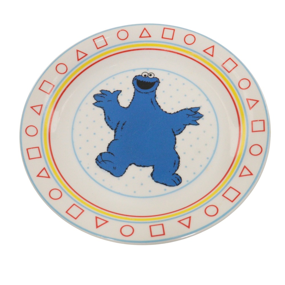 Vintage Sesame Street Plate Cookie Monster Shapes White Porcelain Kids